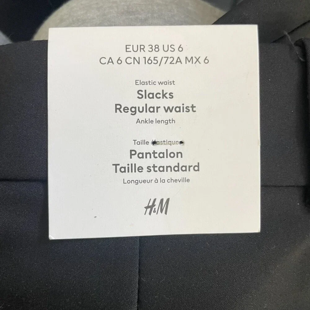 NWT - H&M Ankle Length Slacks in a Black Color Size 6 - Picture 7 of 7